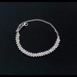 Silvertone Anklet w/Rhinstones